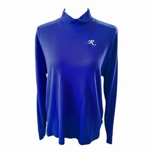 Womens Land's End Purple Long Sleeve Cotton Mock Turtleneck Large